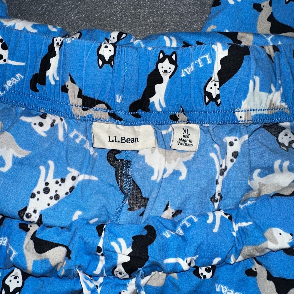 L.L. Bean Blue Pajama Bottoms with Dog Pattern - Picture 2 of 4